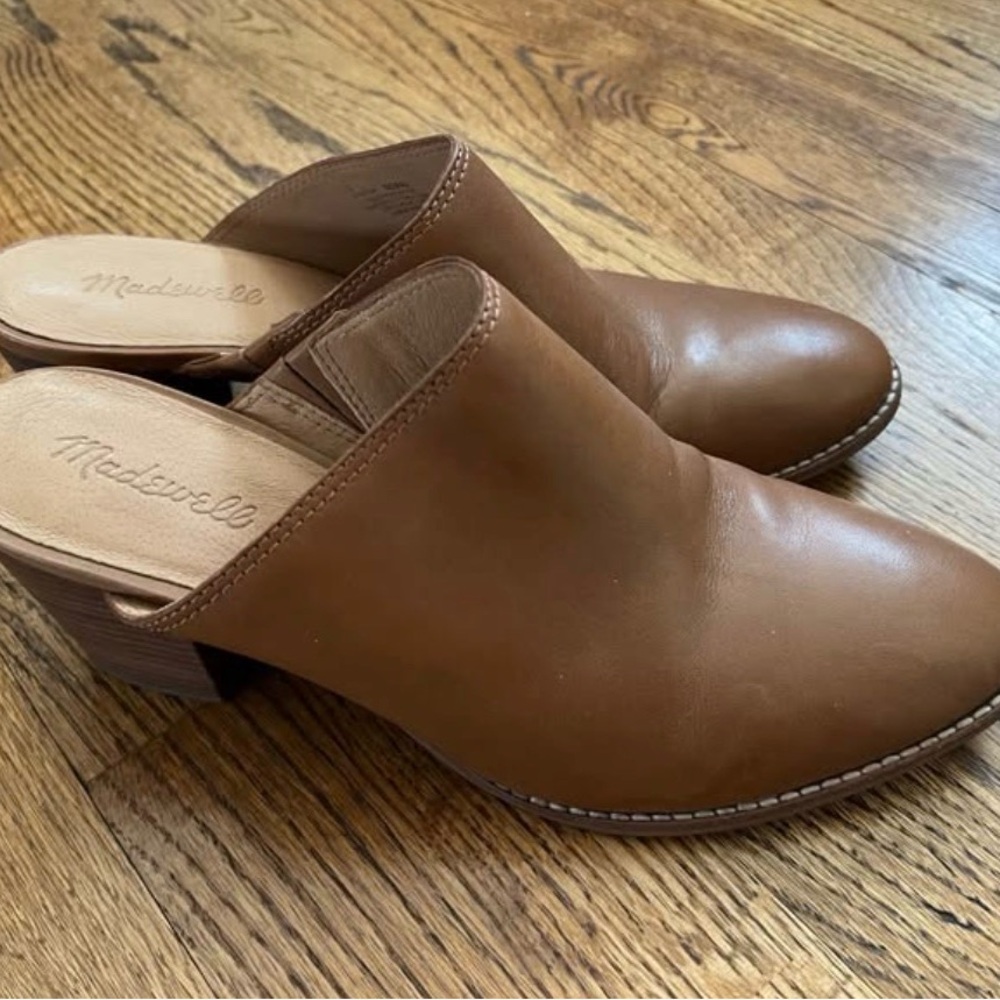 Madewell Brown Leather Slip-On Mule Heels